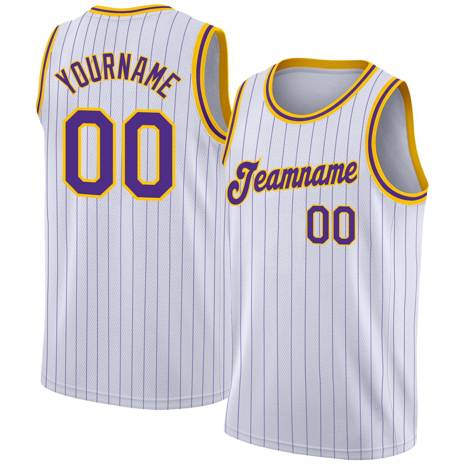 Custom White Purple-Gold Authentic Throwback Basketball Jersey Discount