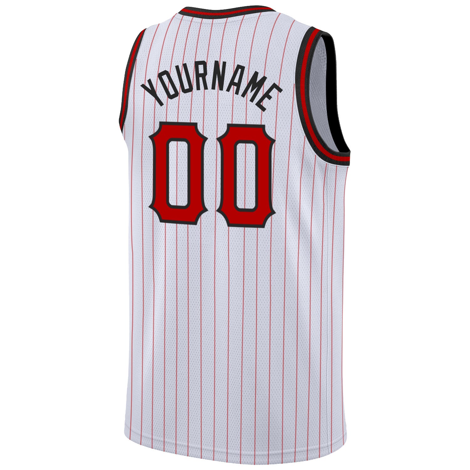 FANSIDEA Custom Red White Pinstripe Black-Old Gold Authentic Basketball Jersey Men's Size:XL