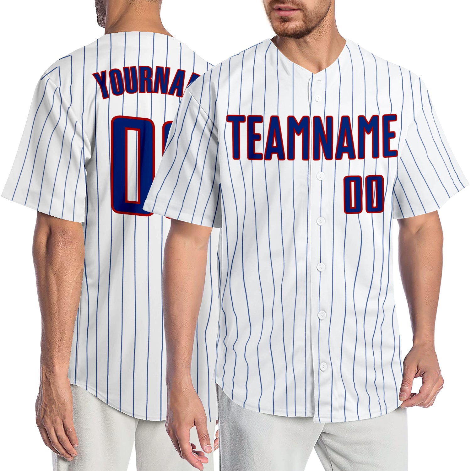 Custom White Royal-Red Authentic Baseball Jersey