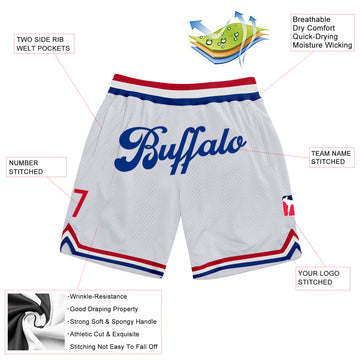 Custom White Royal Authentic Throwback Basketball Shorts