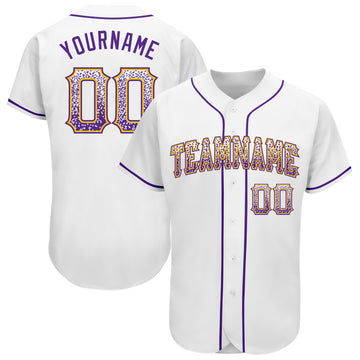 Custom White Purple-Gold Authentic Drift Fashion Baseball Jersey