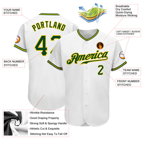 Sale Build Gold Baseball Authentic Green Jersey White – CustomJerseysPro