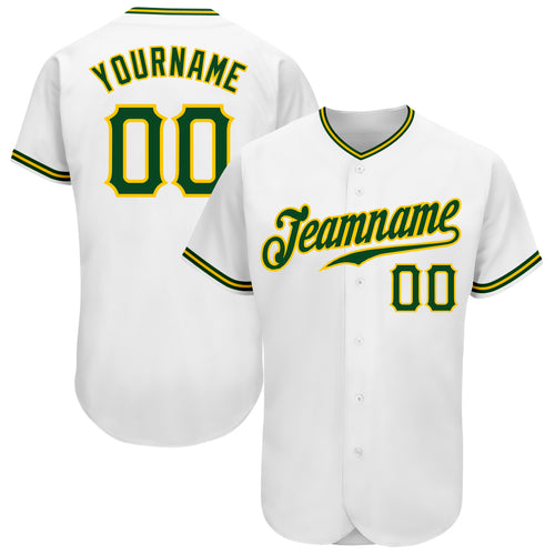 Sale Build White Baseball Authentic Gold Jersey Green – CustomJerseysPro